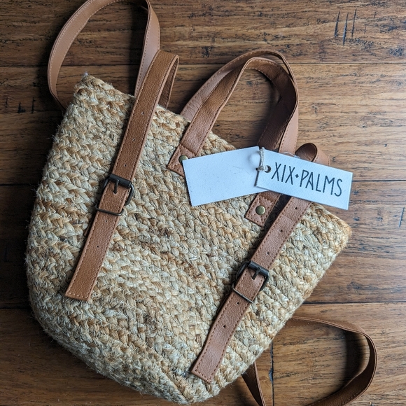 XIX Palms Beachly The Shore Break Jute Insulated Picnic Cooler Backpack NWT - Picture 1 of 11